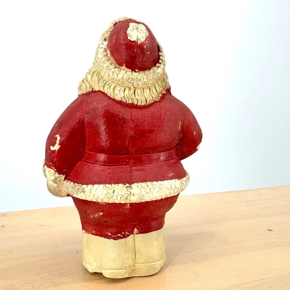 Rare Vintage 1930's Roly Poly 8” Chalkware Santa Claus